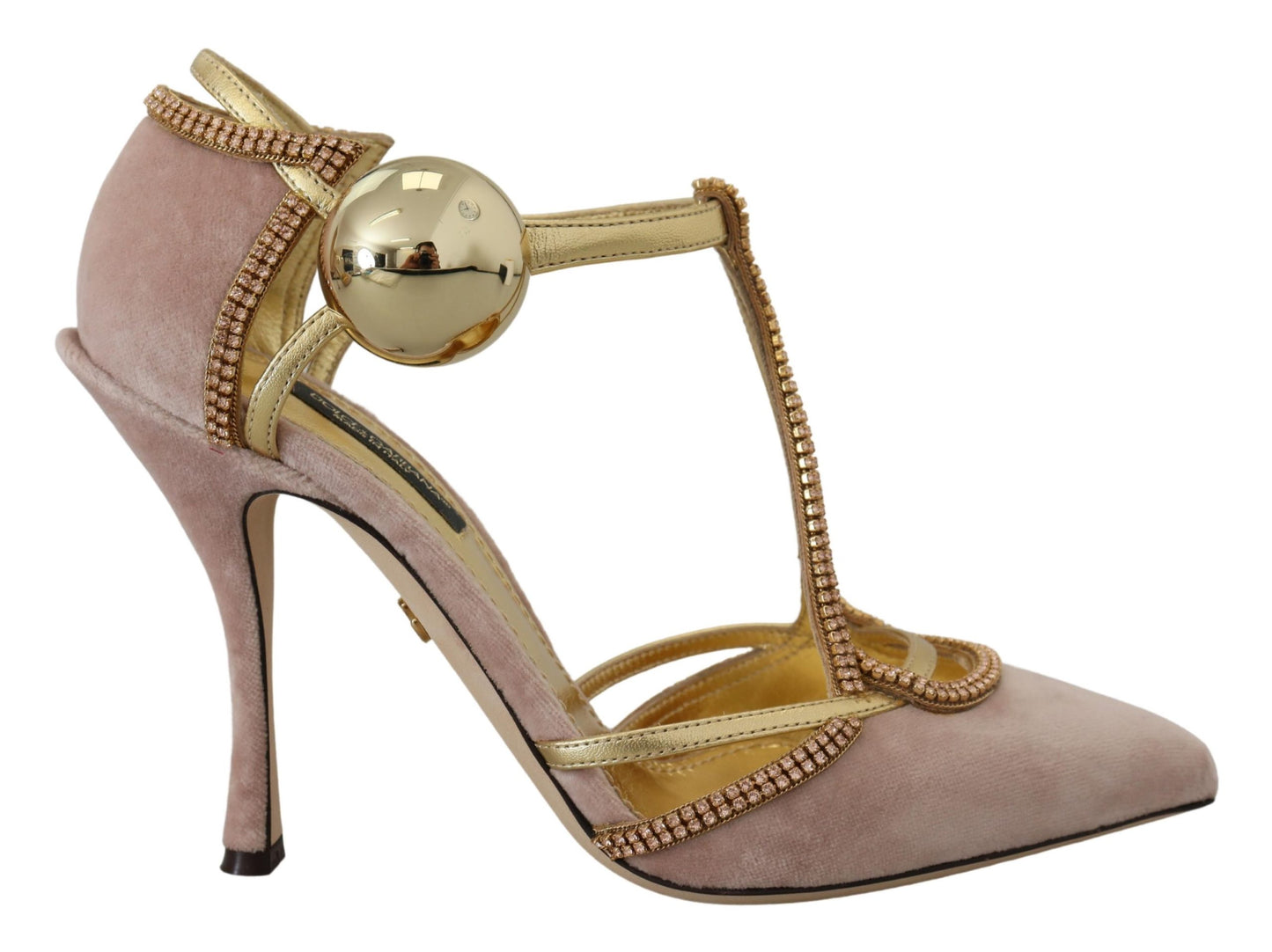 Dolce &amp; Gabbana Pink Crystal T-Riemen Heels Pumps Schuhe