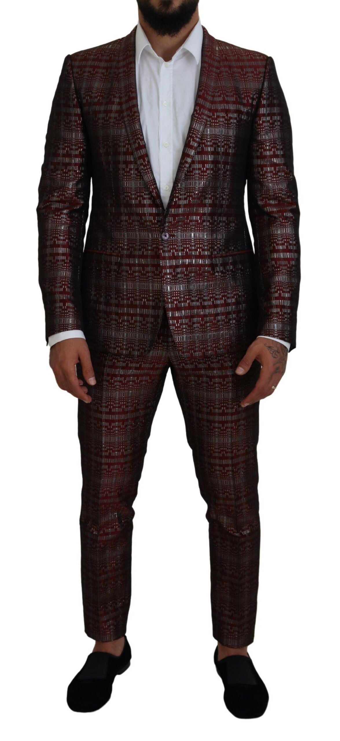 Dolce &amp; Gabbana Bordeaux Silber GOLD Slim Fit Anzug
