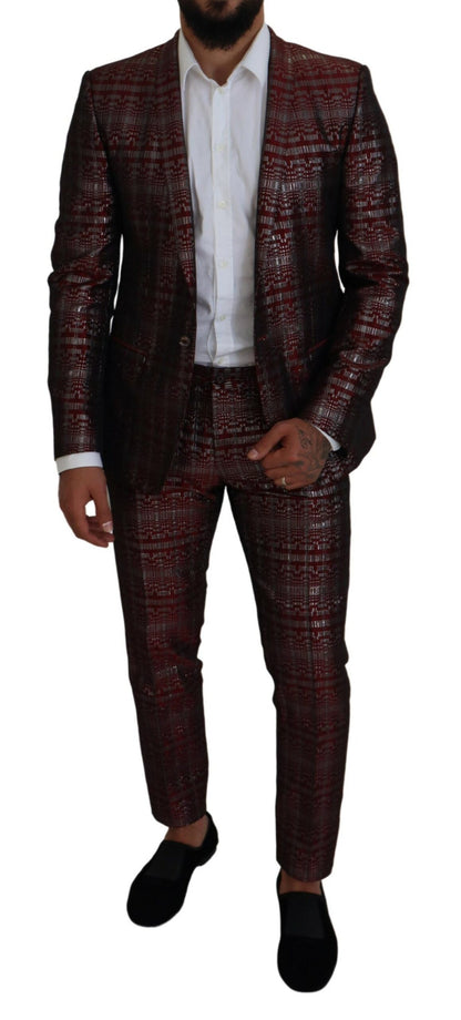 Dolce &amp; Gabbana Bordeaux Silber GOLD Slim Fit Anzug