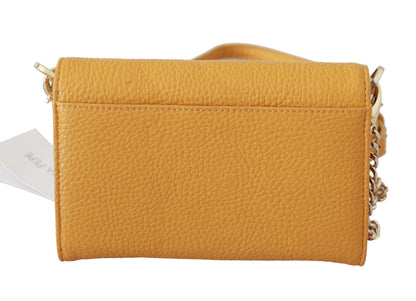 Patrizia Pepe – Schultertasche aus Leder mit gelbem Logo