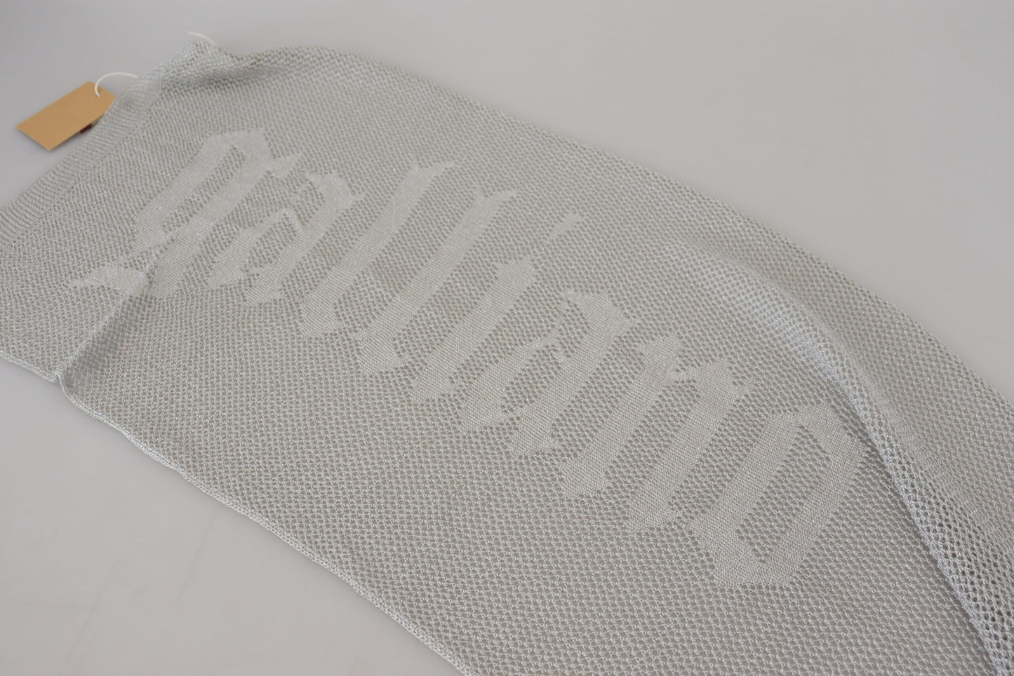 John Galliano Graues Logo Gestrickter Halswickelschal Foulardschal