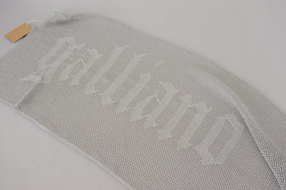 John Galliano Graues Logo Gestrickter Halswickelschal Foulardschal