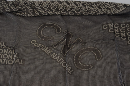 Costume National – Strickschal mit Logo in Grau