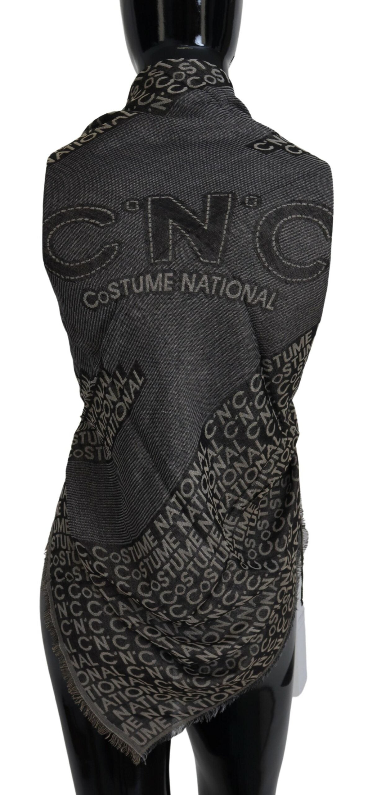 Costume National – Strickschal mit Logo in Grau