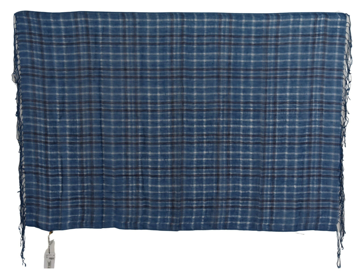 Costume National Blauer Leinenschal Foulard Fransenschal