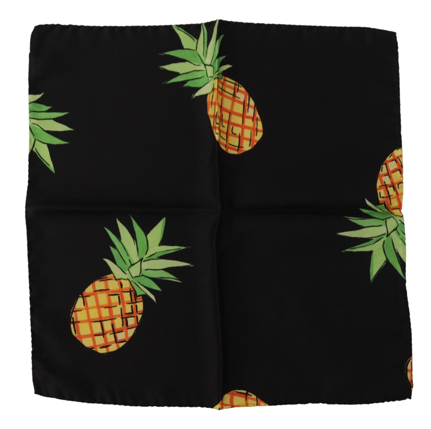 Dolce &amp; Gabbana – Schwarzer quadratischer Taschentuchschal mit Ananas-Print