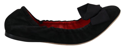 Dolce &amp; Gabbana – Flache Slipper-Ballerinas aus schwarzem Wildleder