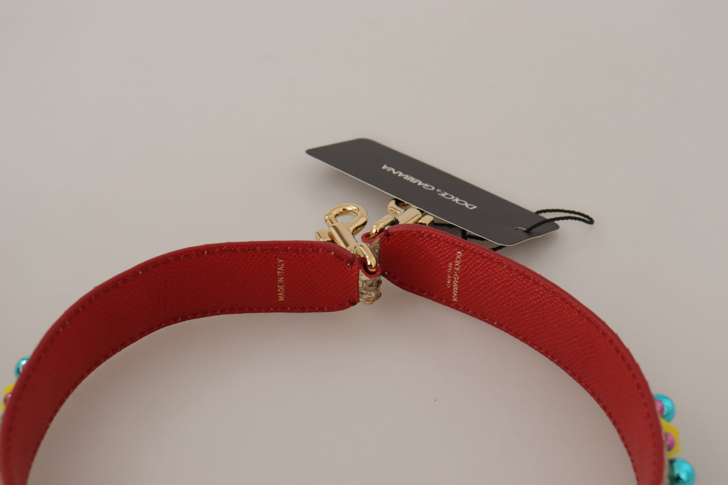 Dolce &amp; Gabbana Schultergurt aus beigefarbenem Pythonleder mit Kristallen