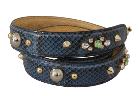 Dolce &amp; Gabbana Schultergurt aus exotischem Leder mit Kristallen in Blau