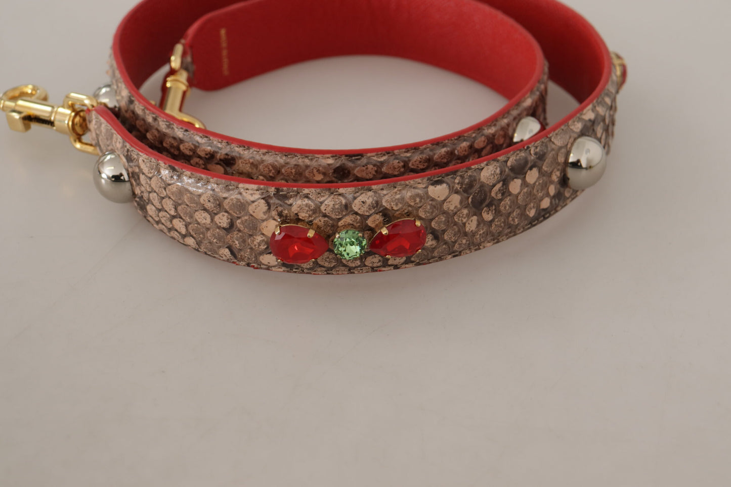 Dolce &amp; Gabbana Schultergurt aus braunem Pythonleder mit Kristallen