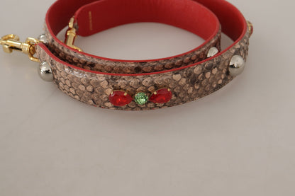 Dolce &amp; Gabbana Schultergurt aus braunem Pythonleder mit Kristallen