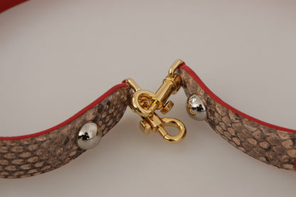 Dolce &amp; Gabbana Schultergurt aus braunem Pythonleder mit Kristallen