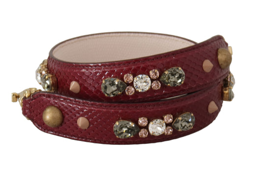 Dolce &amp; Gabbana Bordeaux Leder Kristalle Tasche Schultergurt