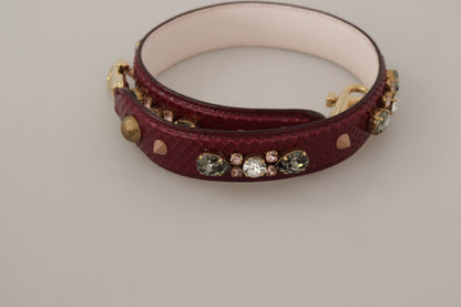 Dolce &amp; Gabbana Bordeaux Leder Kristalle Tasche Schultergurt