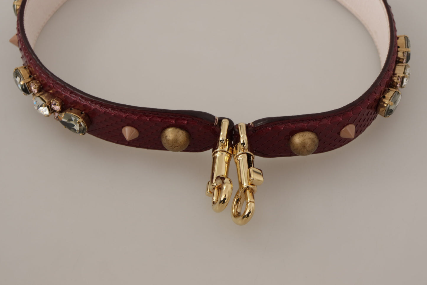 Dolce &amp; Gabbana Bordeaux Leder Kristalle Tasche Schultergurt