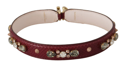 Dolce &amp; Gabbana Bordeaux Leder Kristalle Tasche Schultergurt