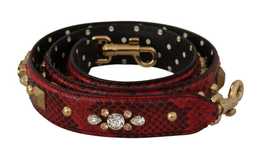 Dolce &amp; Gabbana – Wendbarer Schultergurt aus rotem Pythonleder mit Kristallen