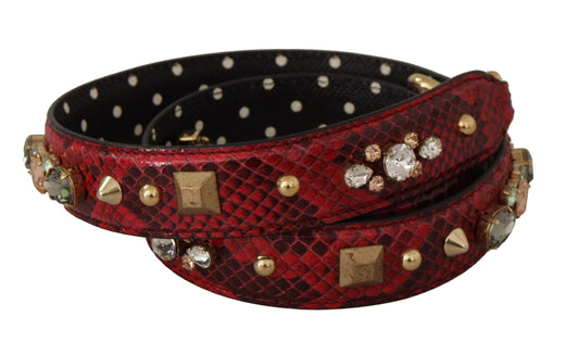 Dolce &amp; Gabbana – Wendbarer Schultergurt aus rotem Pythonleder mit Kristallen