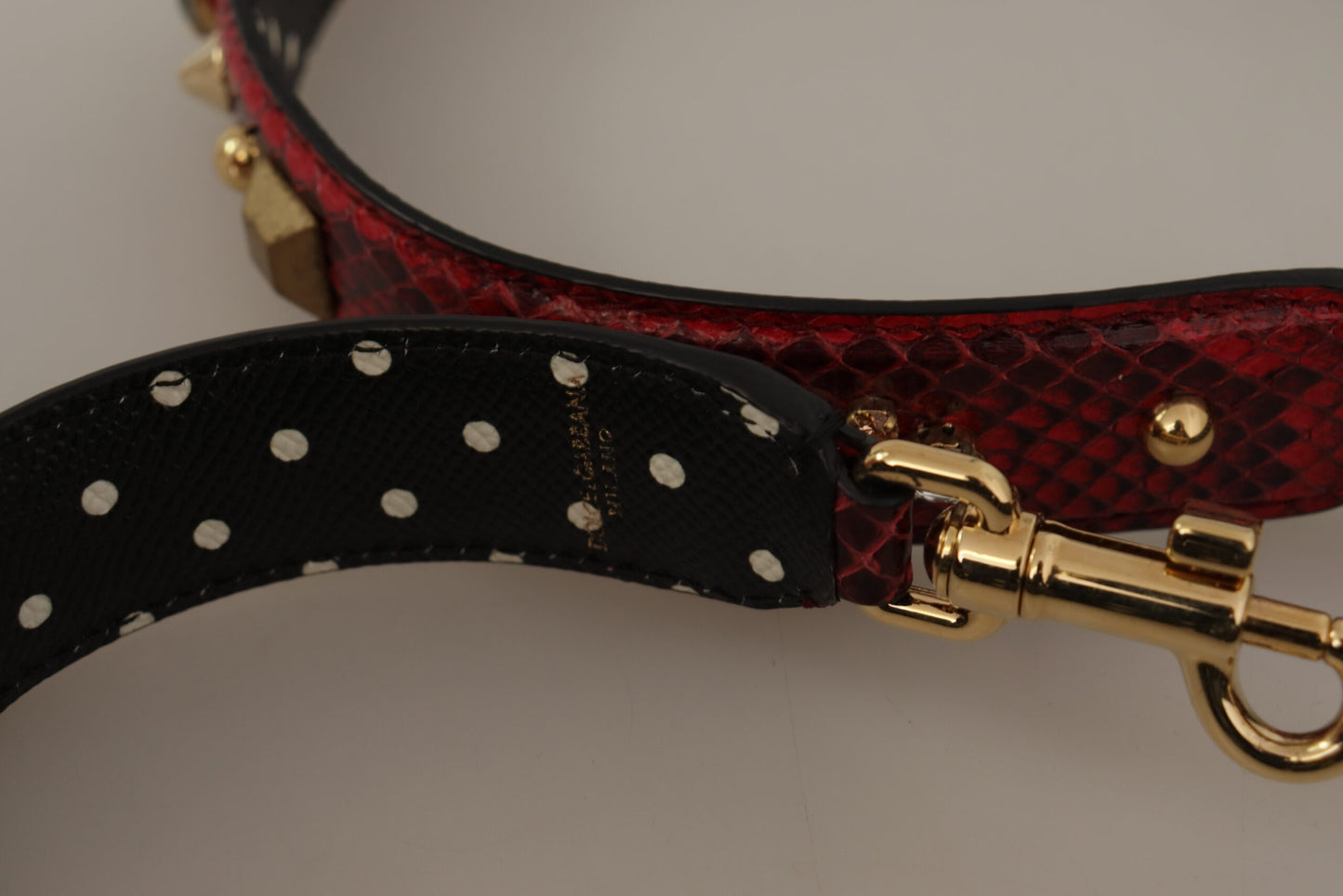 Dolce &amp; Gabbana – Wendbarer Schultergurt aus rotem Pythonleder mit Kristallen