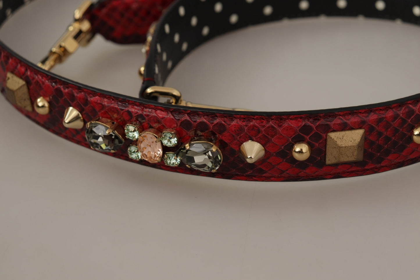Dolce &amp; Gabbana – Wendbarer Schultergurt aus rotem Pythonleder mit Kristallen