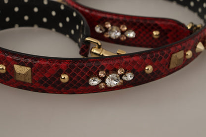 Dolce &amp; Gabbana – Wendbarer Schultergurt aus rotem Pythonleder mit Kristallen