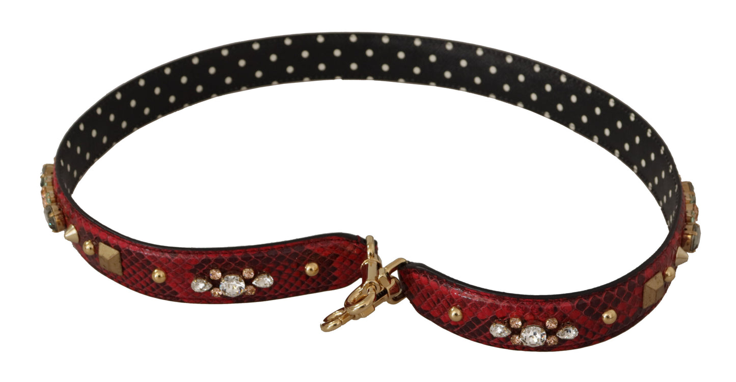 Dolce &amp; Gabbana – Wendbarer Schultergurt aus rotem Pythonleder mit Kristallen