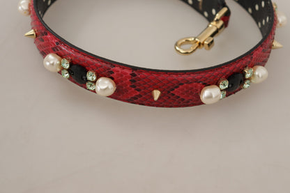 Dolce &amp; Gabbana – Wendbarer Schultergurt aus rotem Pythonleder mit Kristallen