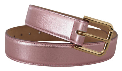 Dolce &amp; Gabbana – Gürtel aus poliertem Leder in Metallic-Pink mit Logo und Metallschnalle