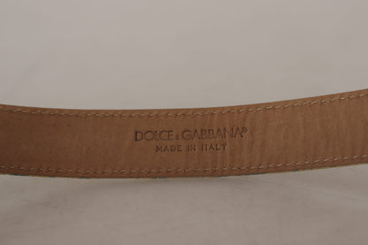 Dolce &amp; Gabbana – Blauer Ledergürtel aus Jacquard mit geprägter goldener Metallschnalle