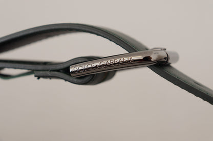 Dolce &amp; Gabbana Armeegrüner Ledergürtel mit Metallschnalle und Logo