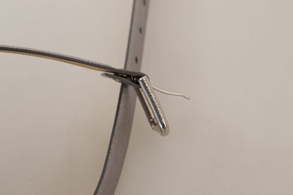 Dolce &amp; Gabbana Gürtel aus metallischem, silbernem Leder mit Metallschnalle