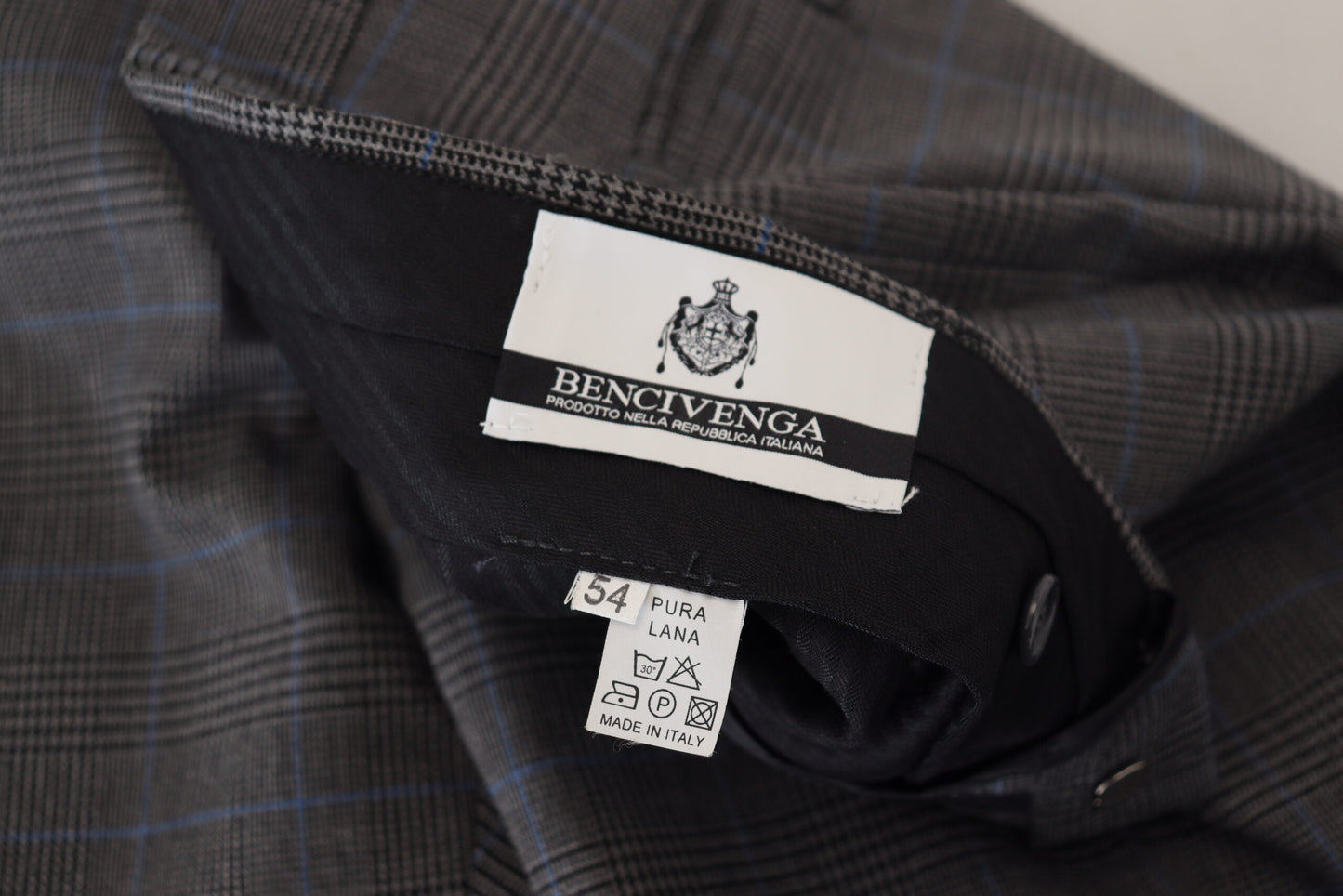 BENCIVENGA Grau karierte Anzughose aus Wolle