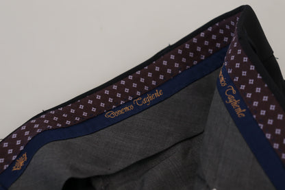 Domenico Tagliente – Schwarze, schmal zulaufende Anzughose aus Polyester