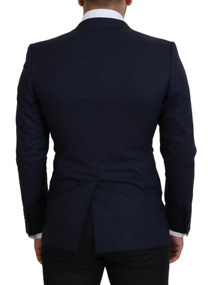 Dolce &amp; Gabbana – Blauer, schmal geschnittener Blazer aus Wolle