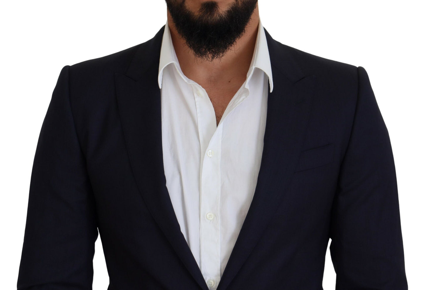 Dolce &amp; Gabbana – Blauer, schmal geschnittener Blazer aus Wolle