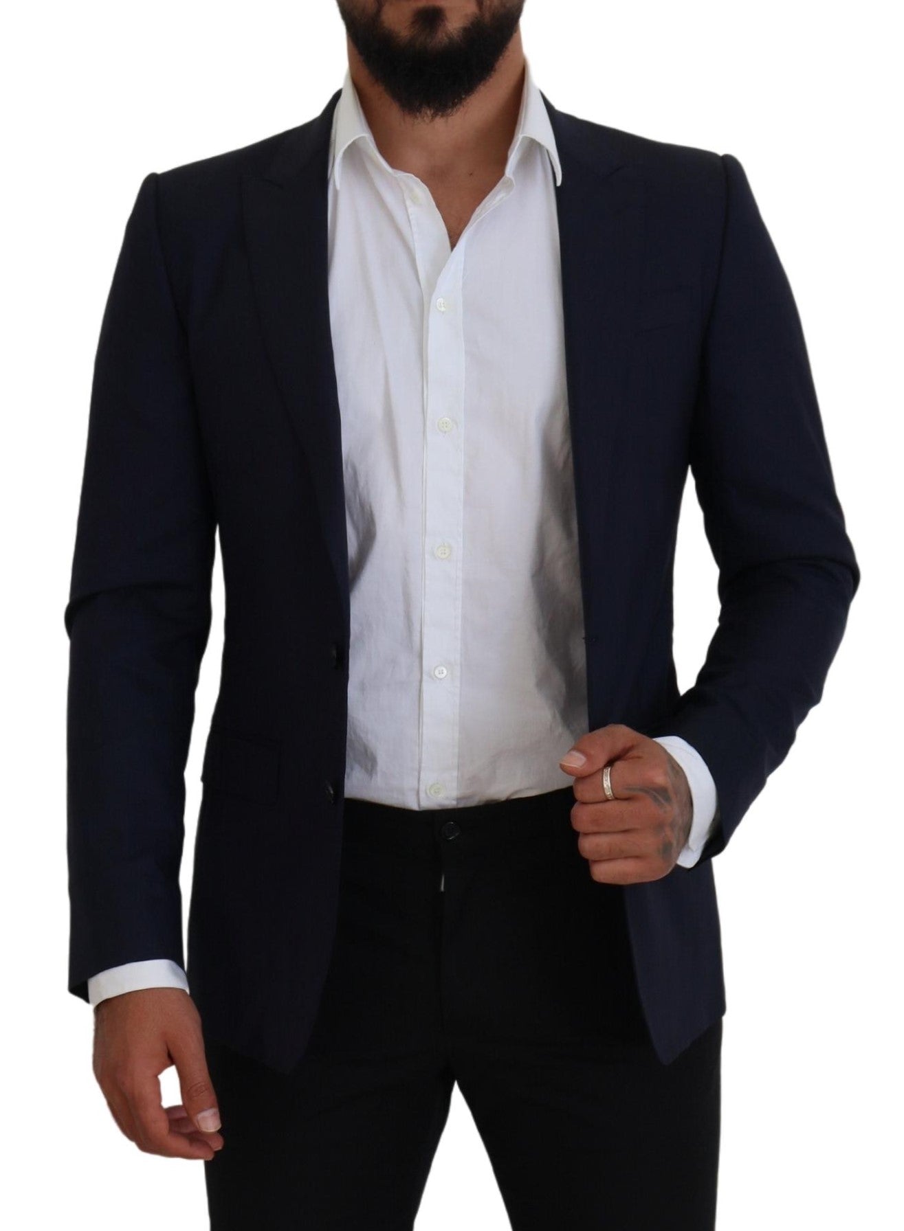 Dolce &amp; Gabbana – Blauer, schmal geschnittener Blazer aus Wolle