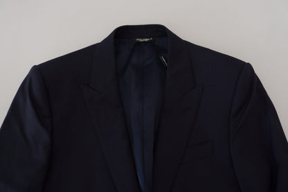 Dolce &amp; Gabbana – Blauer, schmal geschnittener Blazer aus Wolle