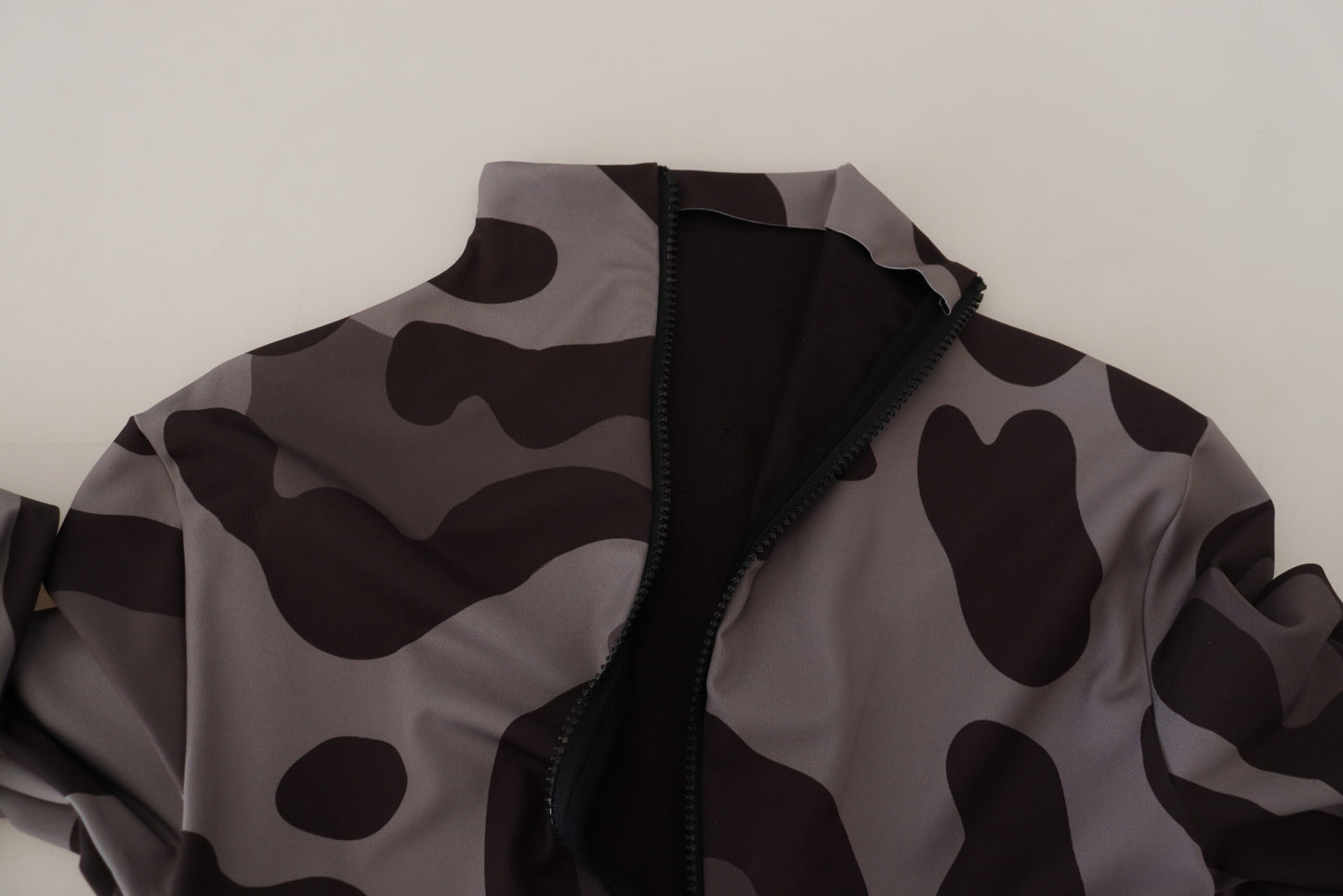 Dolce &amp; Gabbana Grau gemusterte Polyester-Neoprenanzug-Bademode