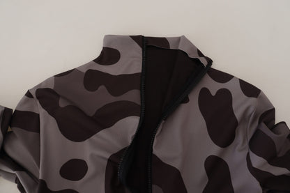 Dolce &amp; Gabbana Grau gemusterte Polyester-Neoprenanzug-Bademode