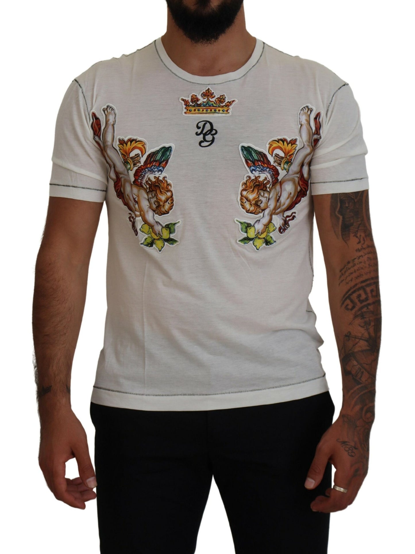 Dolce &amp; Gabbana – Weißes bedrucktes Kurzarm-T-Shirt für Herren