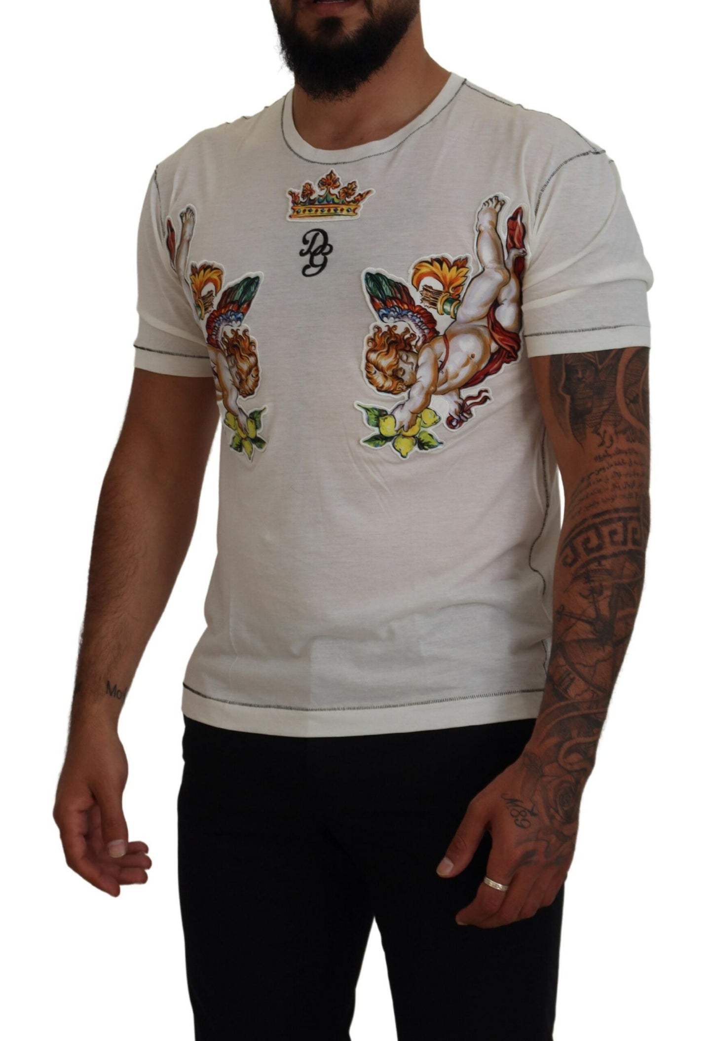 Dolce &amp; Gabbana – Weißes bedrucktes Kurzarm-T-Shirt für Herren