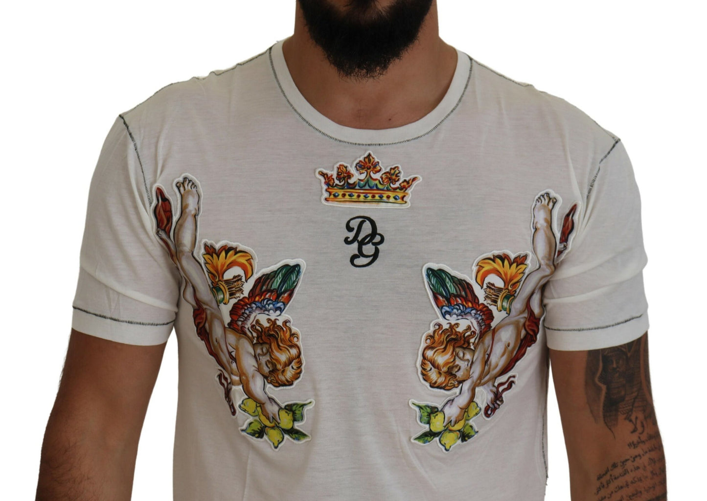 Dolce &amp; Gabbana – Weißes bedrucktes Kurzarm-T-Shirt für Herren
