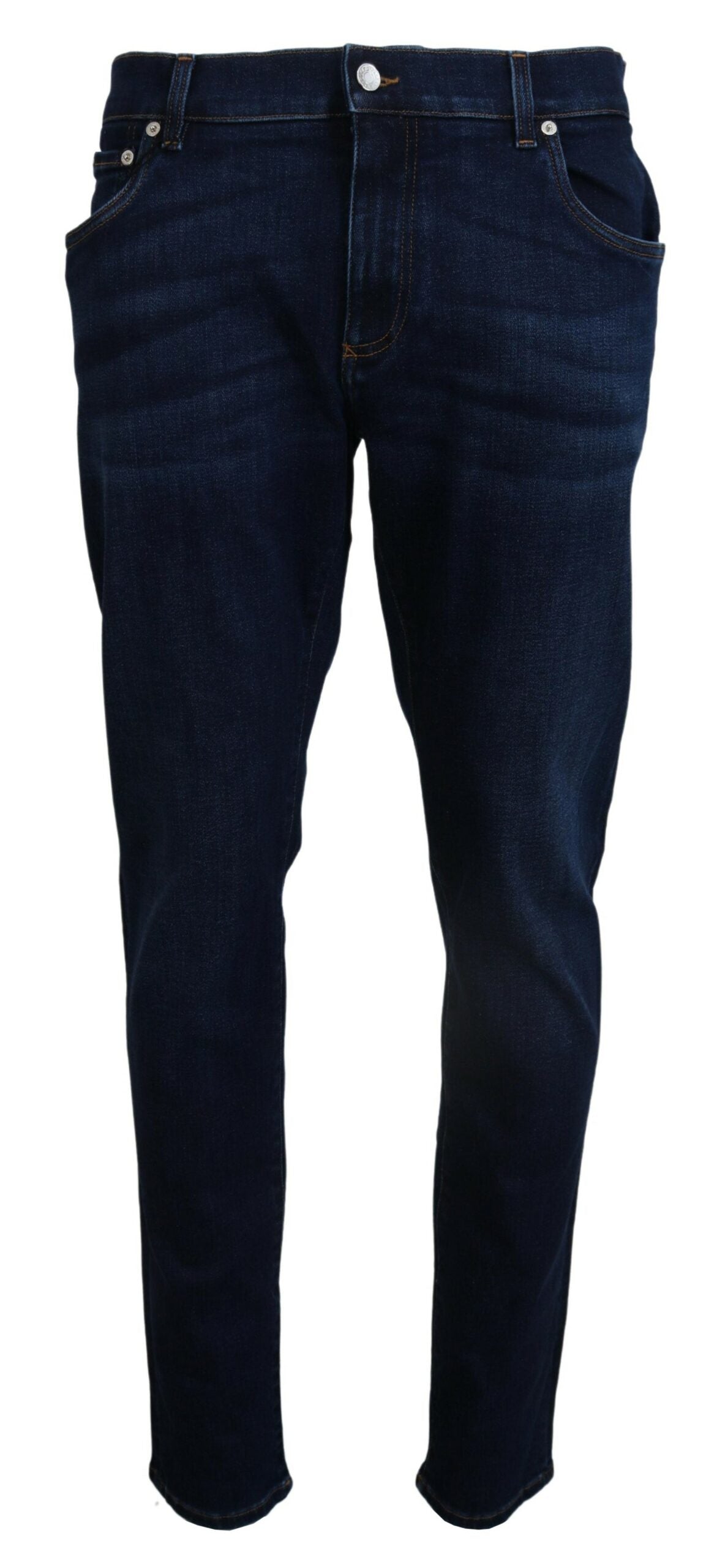 Dolce &amp; Gabbana Dunkelblaue Skinny Jeans aus Baumwolldenim