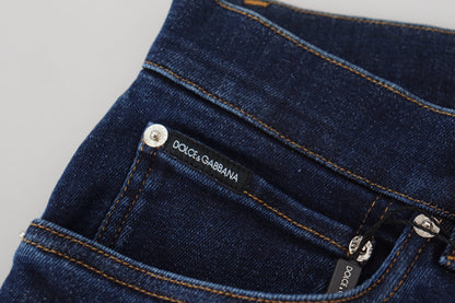 Dolce &amp; Gabbana Dunkelblaue Skinny Jeans aus Baumwolldenim