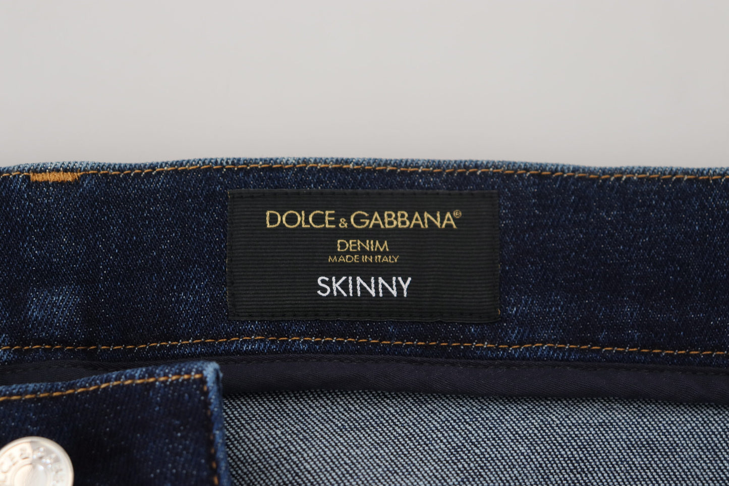 Dolce &amp; Gabbana Dunkelblaue Skinny Jeans aus Baumwolldenim