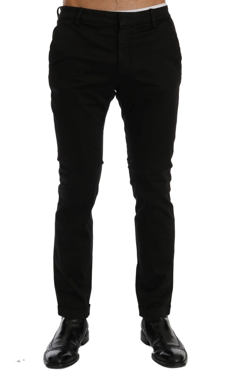 Costume National – Schwarze Slim Fit-Hose aus Baumwollstretch