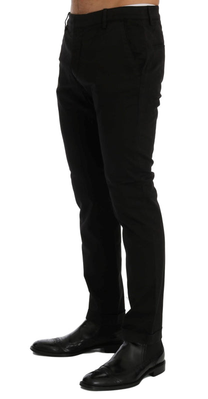 Costume National – Schwarze Slim Fit-Hose aus Baumwollstretch