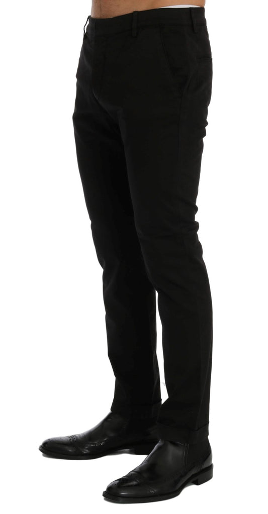 Costume National – Schwarze Slim Fit-Hose aus Baumwollstretch