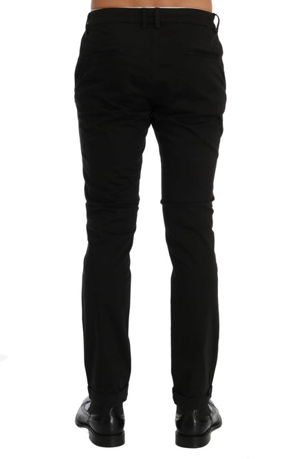 Costume National – Schwarze Slim Fit-Hose aus Baumwollstretch
