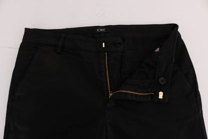 Costume National – Schwarze Slim Fit-Hose aus Baumwollstretch